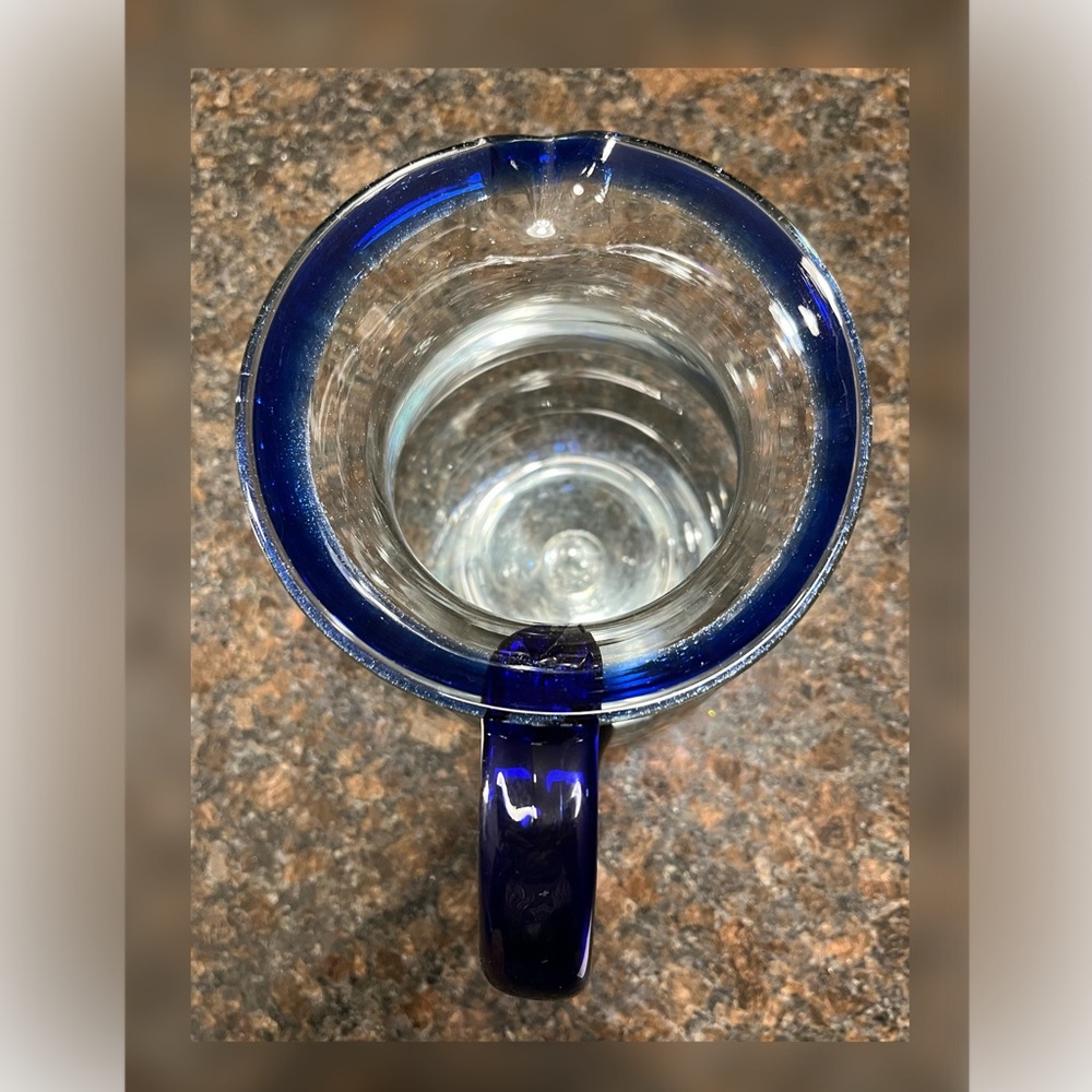 Mexican Hand Blown Cobalt Blue Pitcher - Picture 2 of 4